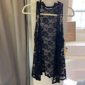 Black rose lace vest cardigan